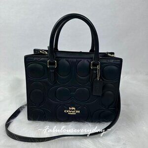 Coach Maggie Small Tote Bag In Signature Leather in Black CY670